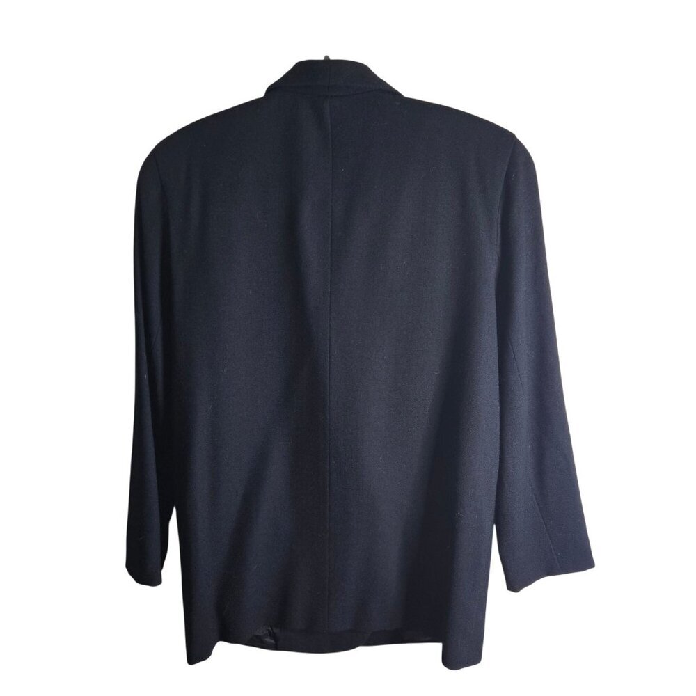 Gianni Vintage 100% Pure Wool Double-breasted Black Blazer Size 8 - Picture 3 of 8
